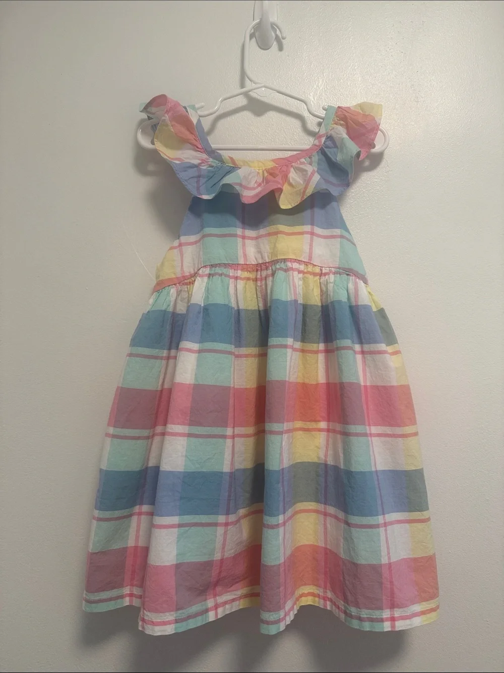 Tommy Bahama Pastel Multicolor Plaid Ruffle-Strap Dress